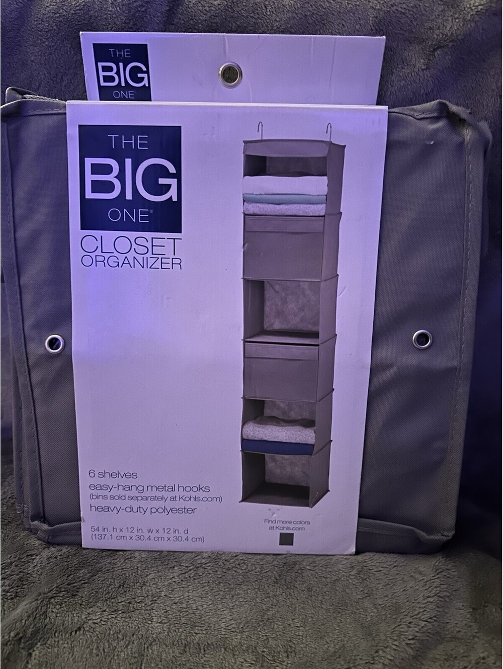 NEW The Big One Colorful Closet Organizer GREY 54"H x 12"W x 12"D